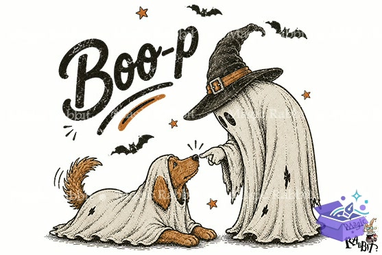 Boo Ghost Köpek Cadılar Bayramı PNG - DTF & Süblimasyon Baskı Tasarımı (SVG, DXF, EPS, PNG) - detaylı önizleme 5