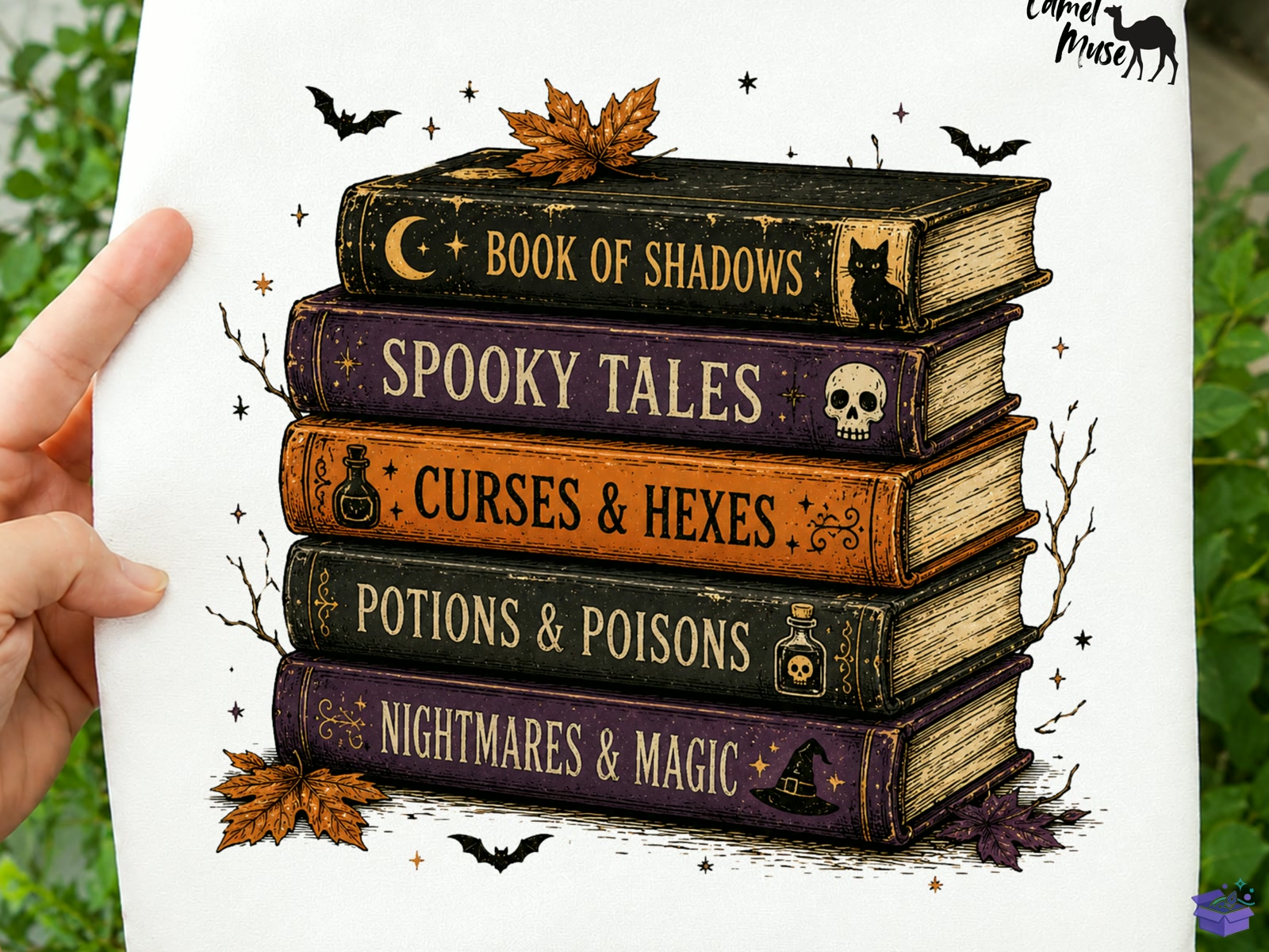 Spooky Book Stack PNG Cadılar Bayramı Books P - DTF & Süblimasyon Baskı Tasarımı (SVG, DXF, EPS, PNG) - detaylı önizleme 2