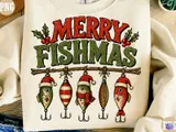 "Merry Fishmas" Komik Yılbaşı Balıkçılık Tasarımı - DTF & Süblimasyon Baskı Tasarımı (PNG) - detaylı önizleme 2