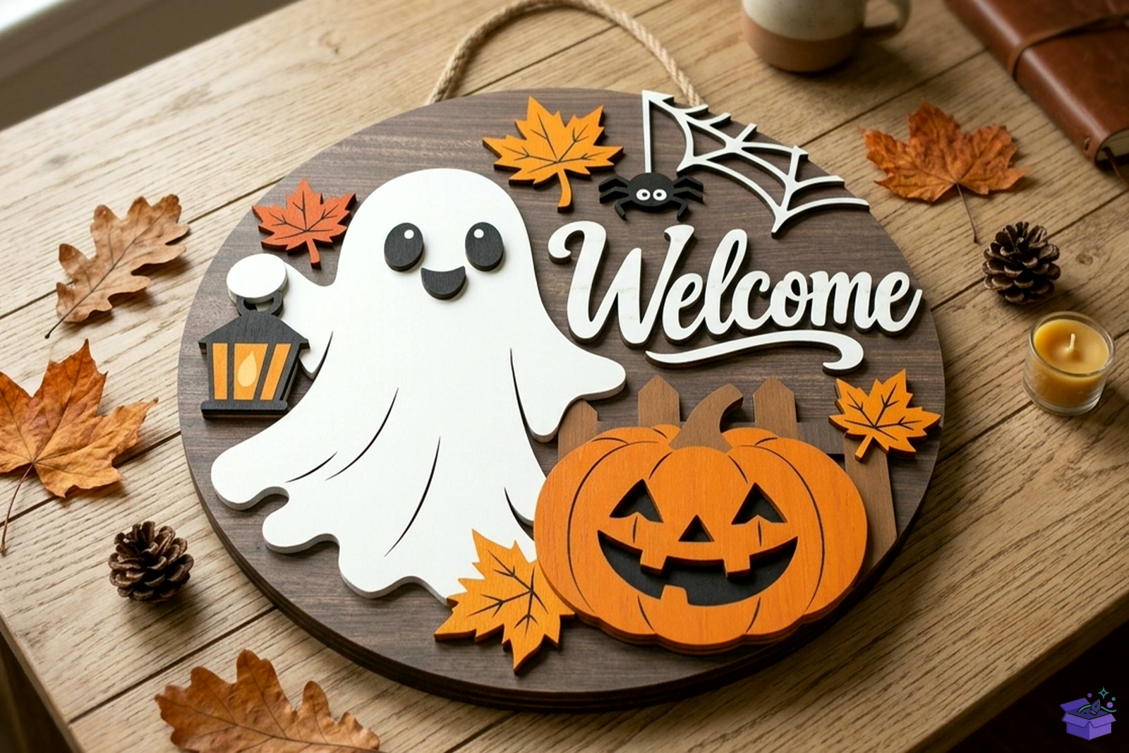 Cadılar Bayramı Ghost Welcome Door Tabela Levha - 3D Baskı ve Model Dosyası (STL, OBJ, 3MF) - Lazer Kesim Dosyaları İndir (STL, OBJ, 3MF)