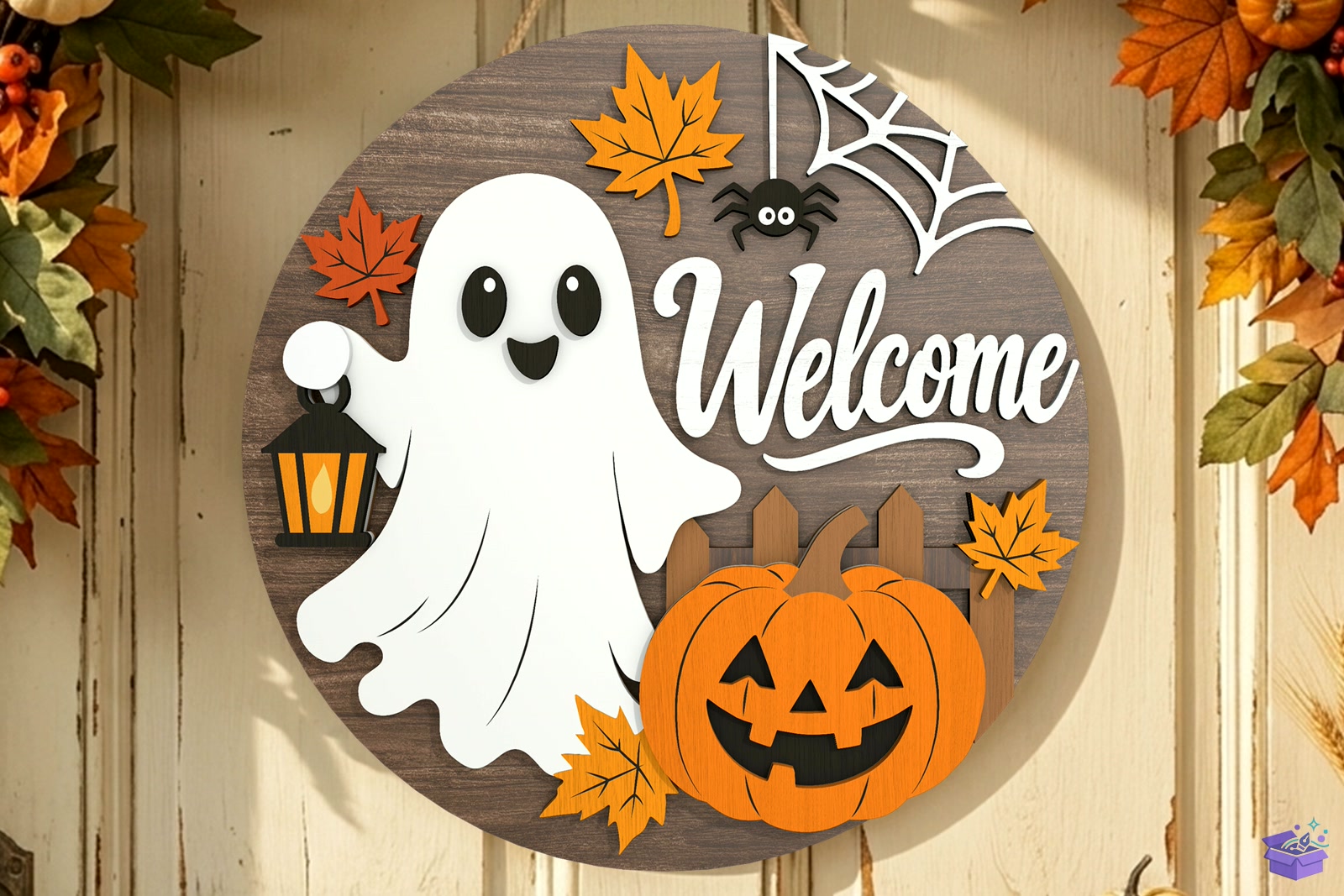 Cadılar Bayramı Ghost Welcome Door Tabela Levha - 3D Baskı ve Model Dosyası (STL, OBJ, 3MF) - detaylı önizleme 2
