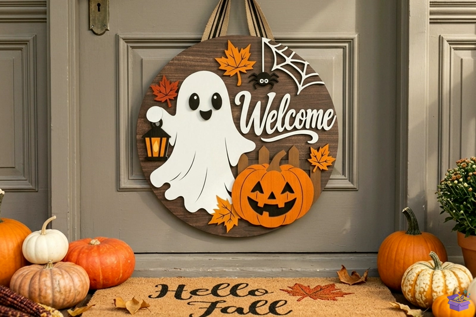 Cadılar Bayramı Ghost Welcome Door Tabela Levha - 3D Baskı ve Model Dosyası (STL, OBJ, 3MF) - detaylı önizleme 4