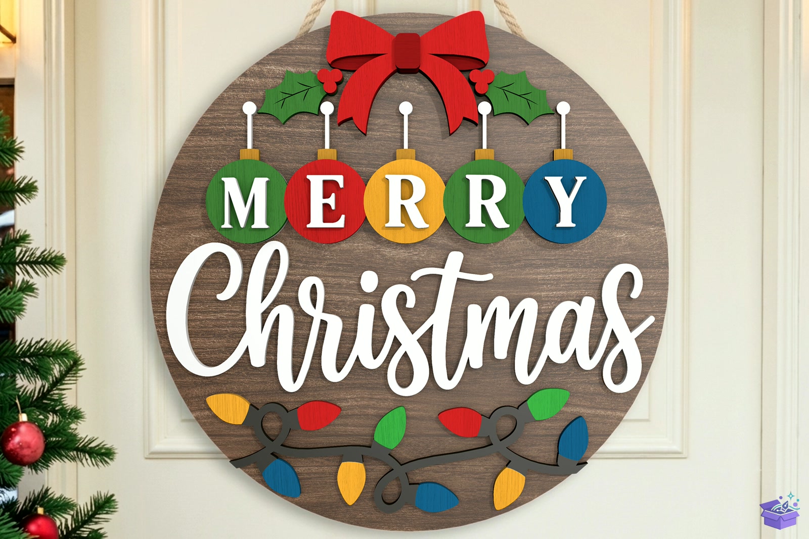 Merry Yılbaşı Kapı Süsü SVG - 3D Baskı ve Model Dosyası (STL, OBJ, 3MF) - Lazer Kesim Dosyaları İndir (STL, OBJ, 3MF)