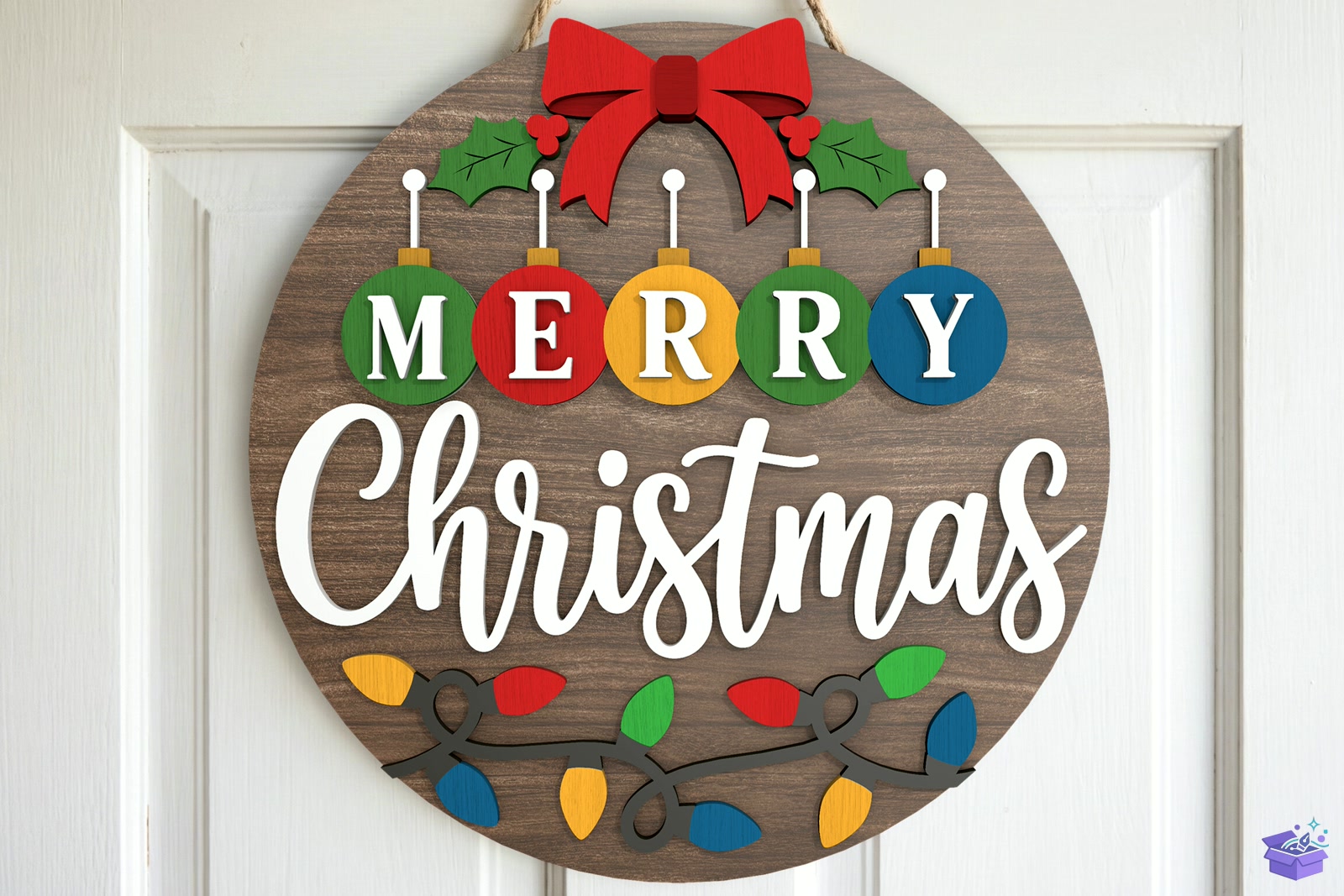 Merry Yılbaşı Kapı Süsü SVG - 3D Baskı ve Model Dosyası (STL, OBJ, 3MF) - detaylı önizleme 2