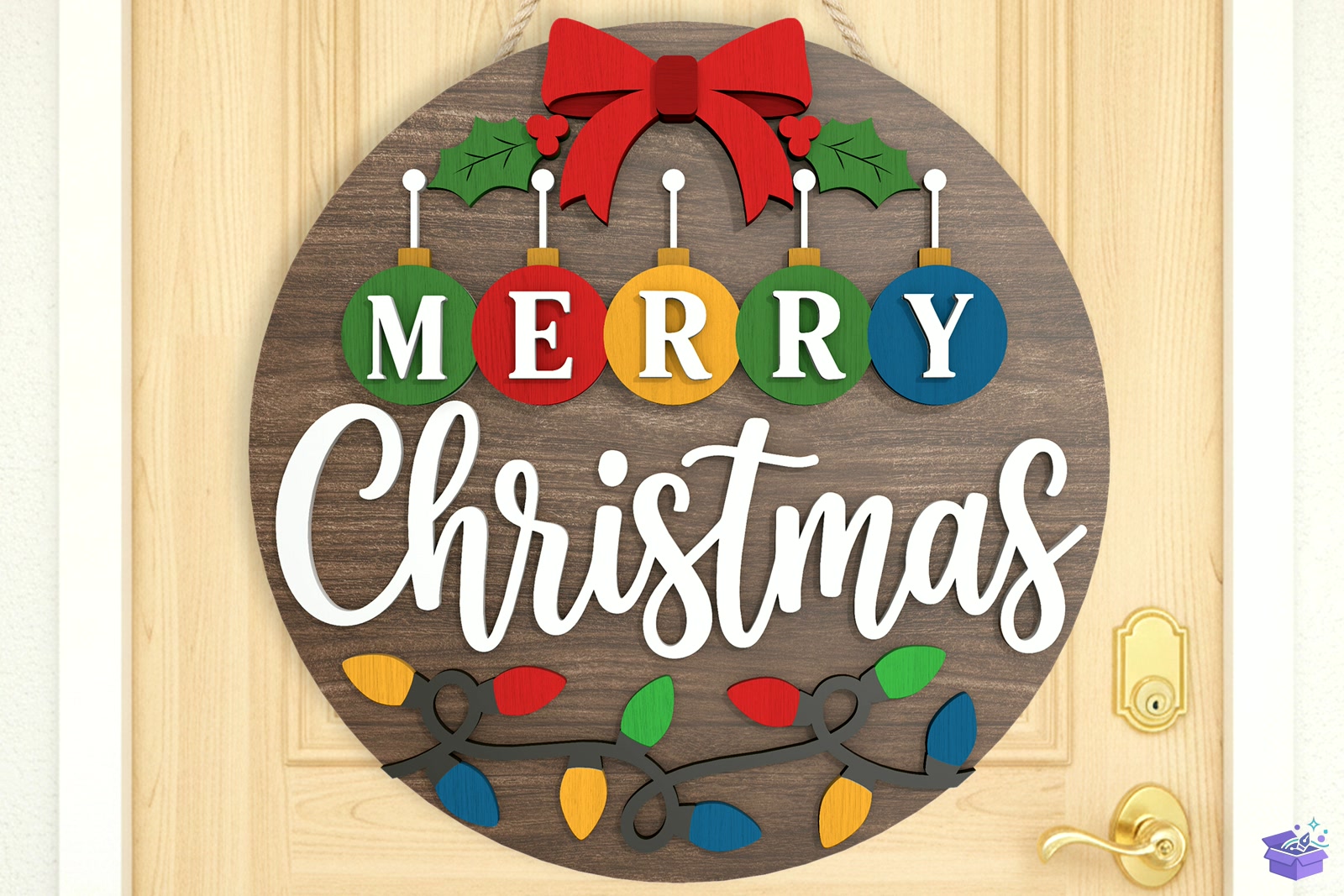 Merry Yılbaşı Kapı Süsü SVG - 3D Baskı ve Model Dosyası (STL, OBJ, 3MF) - detaylı önizleme 3