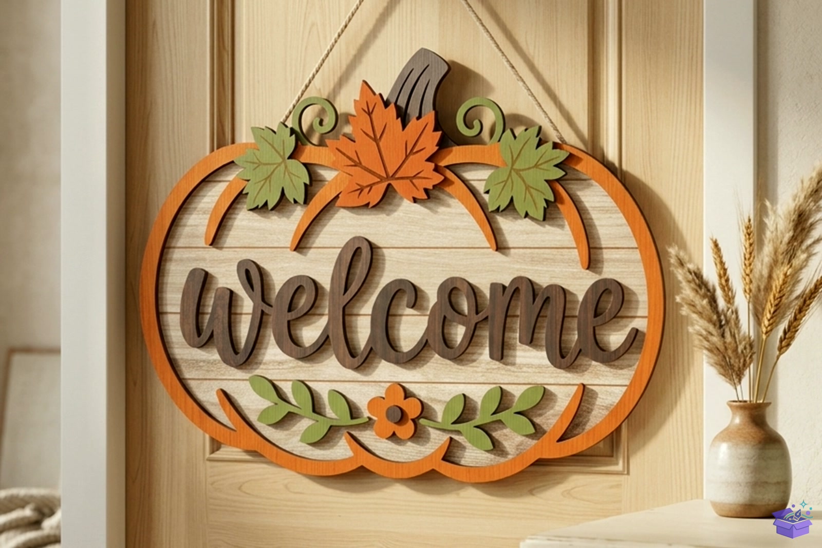 Pumpkin Welcome Kapı Süsü Laser SVG - 3D Baskı ve Model Dosyası (STL, OBJ, 3MF) - Lazer Kesim Dosyaları İndir (STL, OBJ, 3MF)