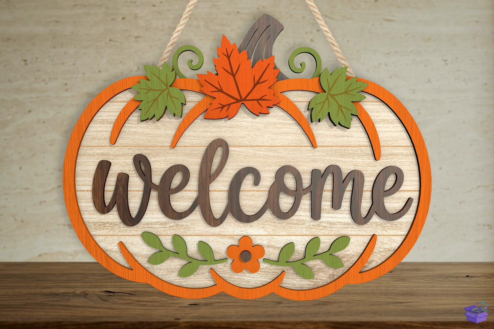Pumpkin Welcome Kapı Süsü Laser SVG - 3D Baskı ve Model Dosyası (STL, OBJ, 3MF) - detaylı önizleme 2