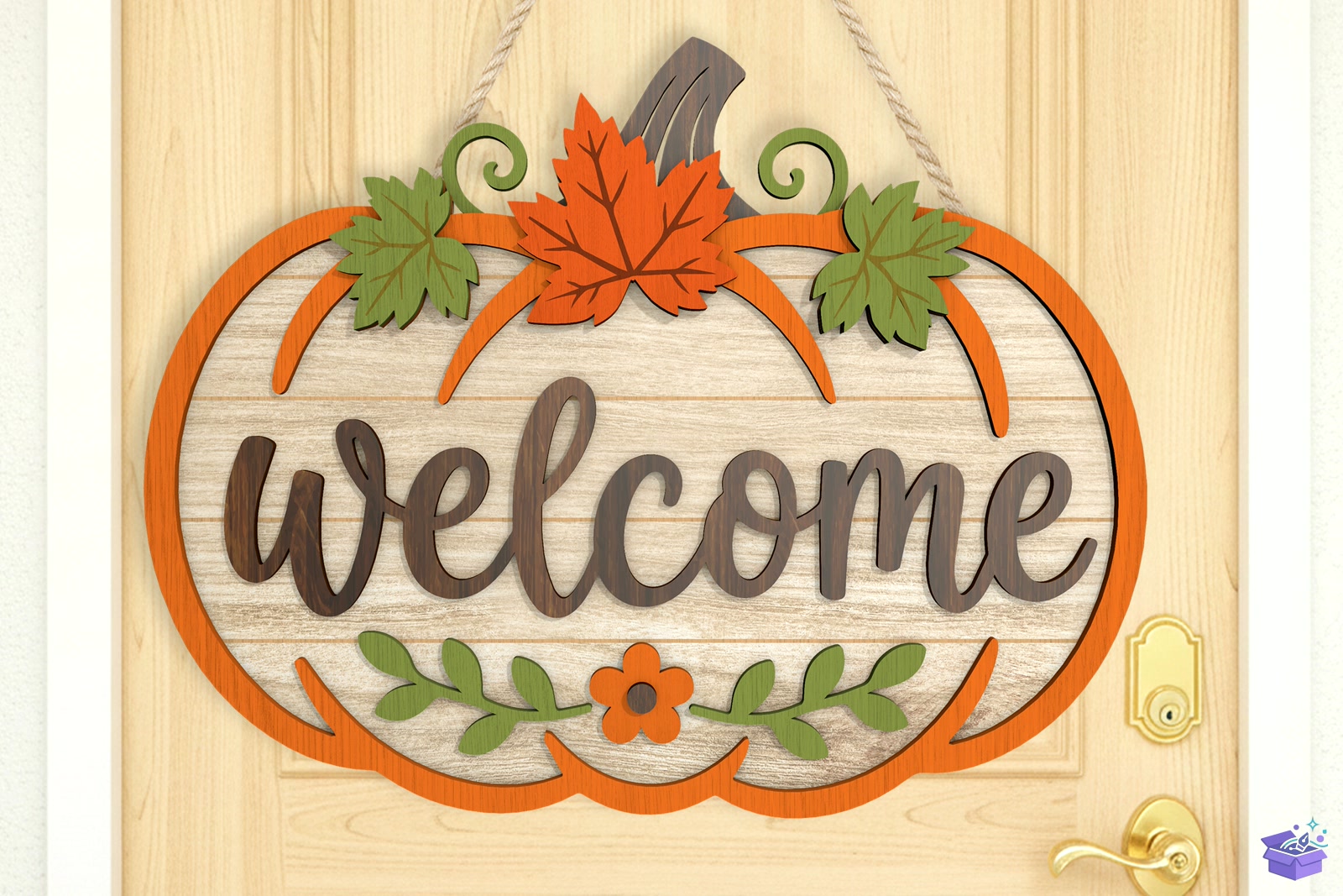 Pumpkin Welcome Kapı Süsü Laser SVG - 3D Baskı ve Model Dosyası (STL, OBJ, 3MF) - detaylı önizleme 3