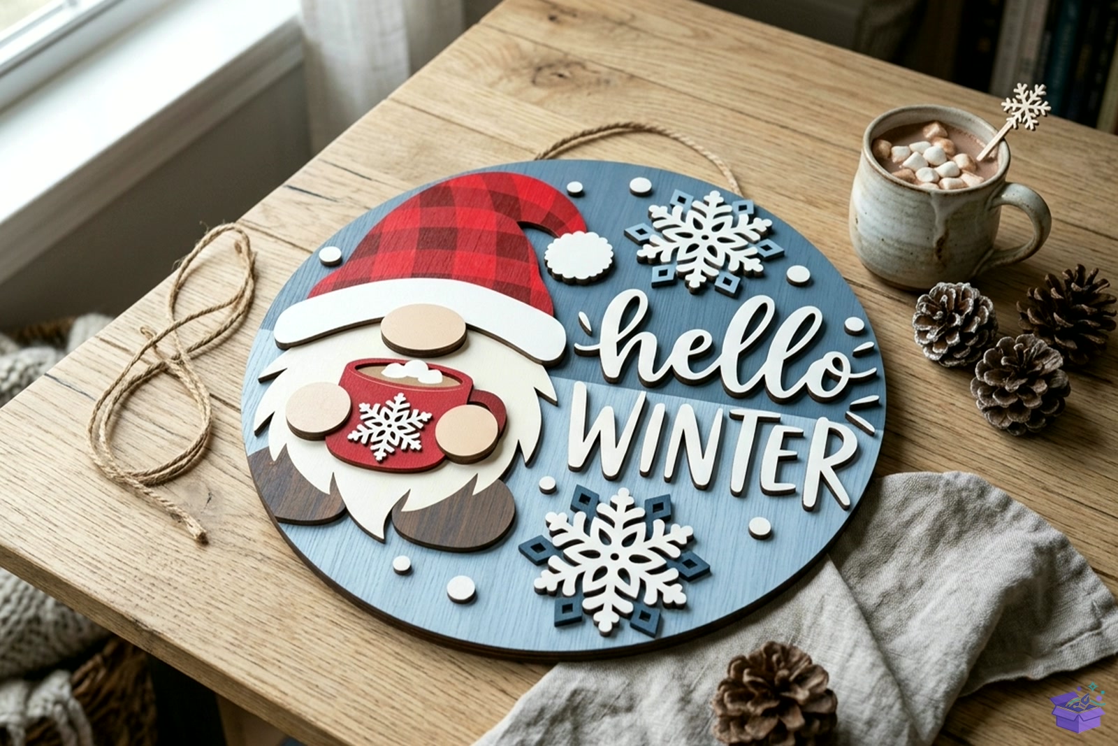 Hello Winter Gnome Kapı Süsü SVG - 3D Baskı ve Model Dosyası (STL, OBJ, 3MF) - Lazer Kesim Dosyaları İndir (STL, OBJ, 3MF)