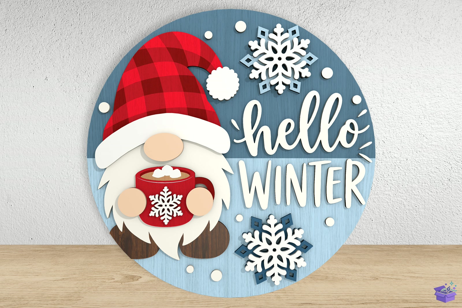 Hello Winter Gnome Kapı Süsü SVG - 3D Baskı ve Model Dosyası (STL, OBJ, 3MF) - detaylı önizleme 4