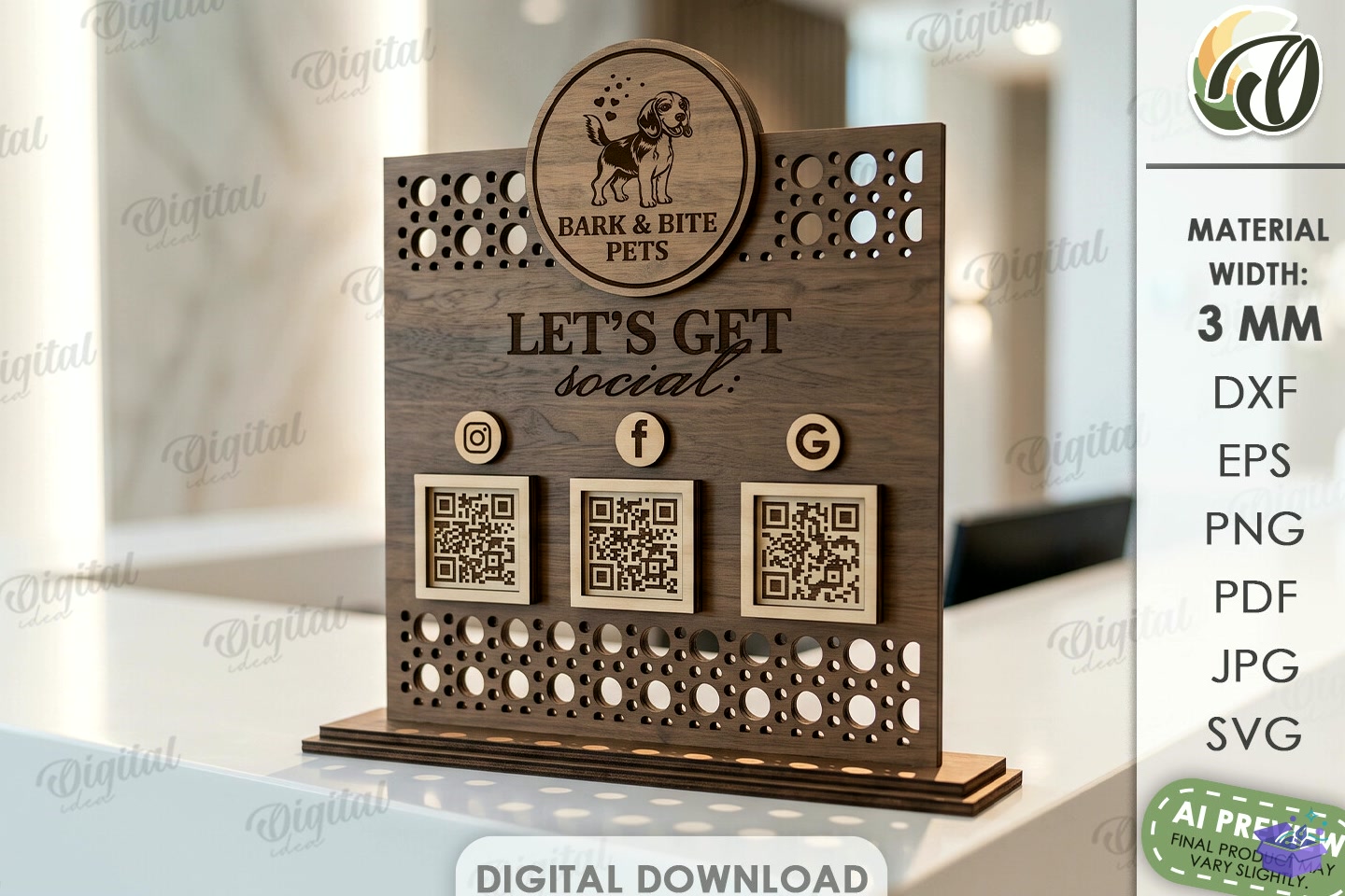 Business Tabela Levha Lazer Kesim. Stand Decor SVG - 3D Baskı ve Model Dosyası (STL, OBJ, 3MF) - detaylı önizleme 3