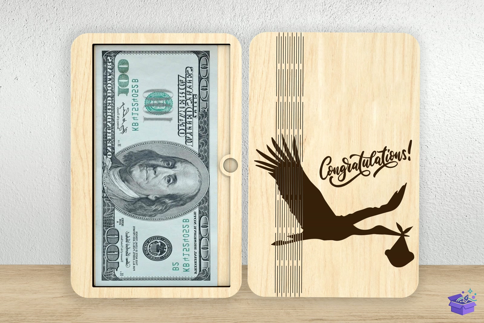Ahşap Money Envelope Lazer Kesim - Lazer Kesim ve Çizim Dosyası (SVG, DXF, EPS, PNG) - detaylı önizleme 3