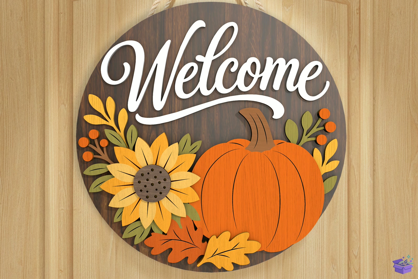 Fall Welcome Kapı Süsü Laser SVG - 3D Baskı ve Model Dosyası (STL, OBJ, 3MF) - detaylı önizleme 2