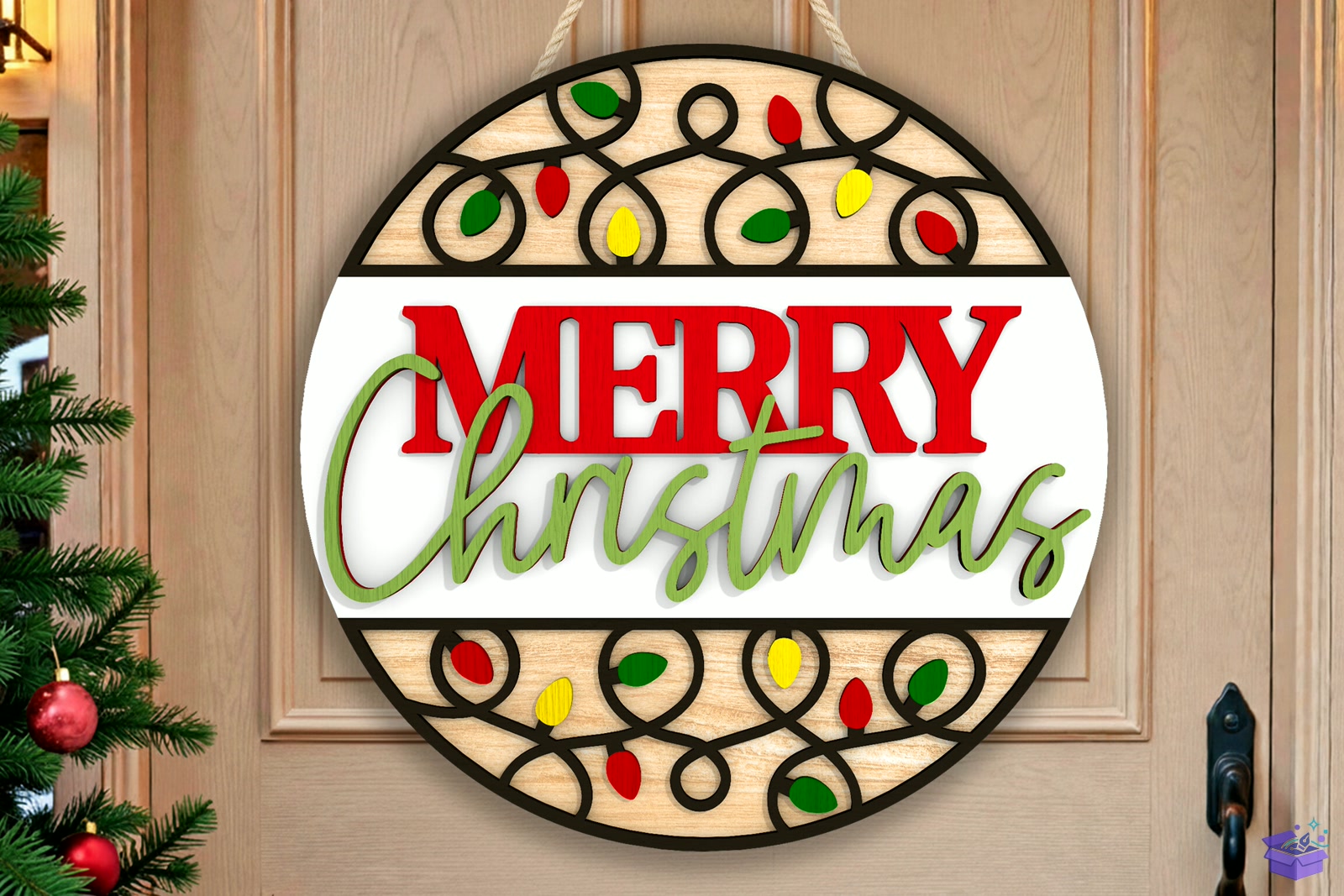 Merry Yılbaşı Door Tabela Levha Lazer Kesim SVG - 3D Baskı ve Model Dosyası (STL, OBJ, 3MF) - Lazer Kesim Dosyaları İndir (STL, OBJ, 3MF)