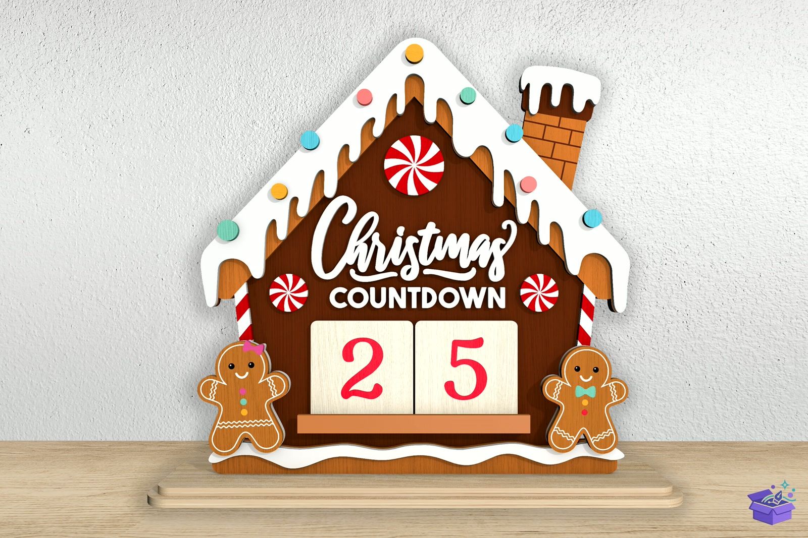 Gingerbread House Yılbaşı Countdown La - Lazer Kesim ve Çizim Dosyası (SVG, DXF, EPS, PNG) - detaylı önizleme 2