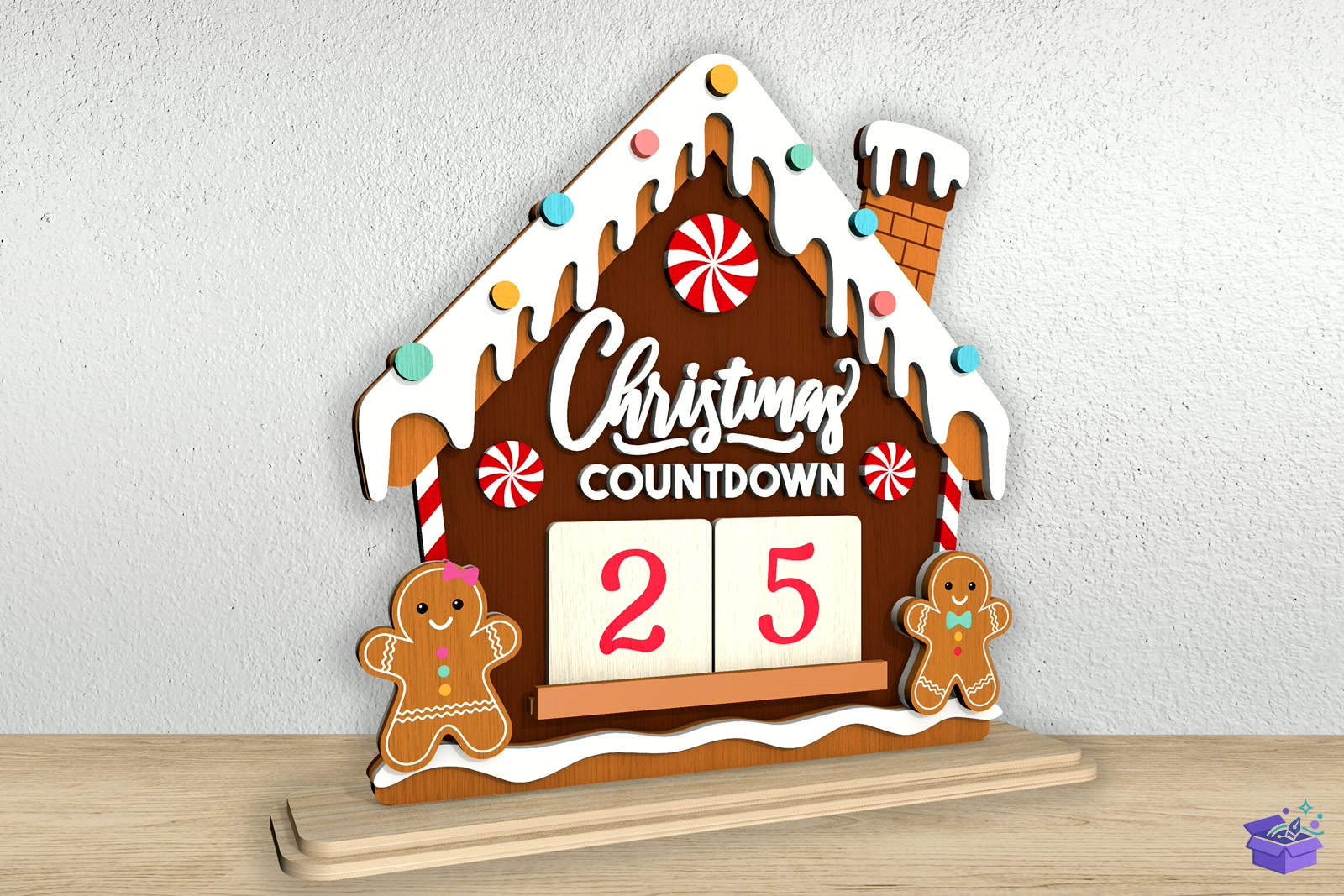 Gingerbread House Yılbaşı Countdown La - Lazer Kesim ve Çizim Dosyası (SVG, DXF, EPS, PNG) - detaylı önizleme 3