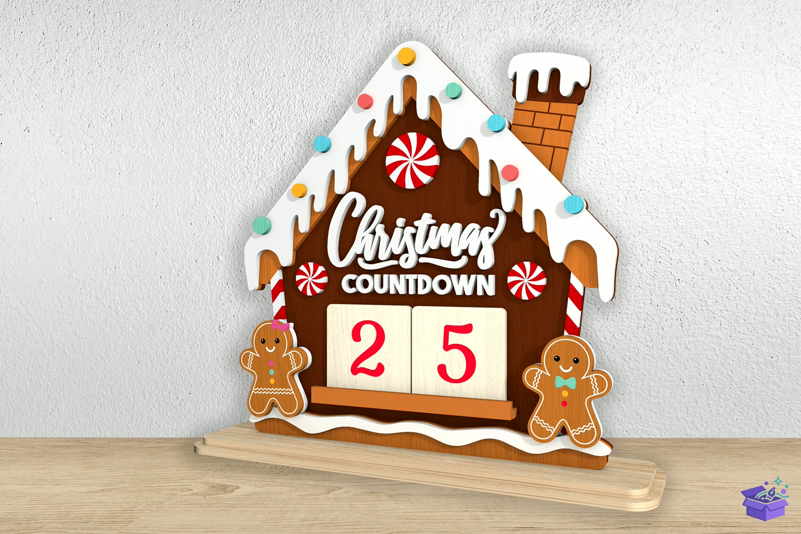 Gingerbread House Yılbaşı Countdown La - Lazer Kesim ve Çizim Dosyası (SVG, DXF, EPS, PNG) - detaylı önizleme 4