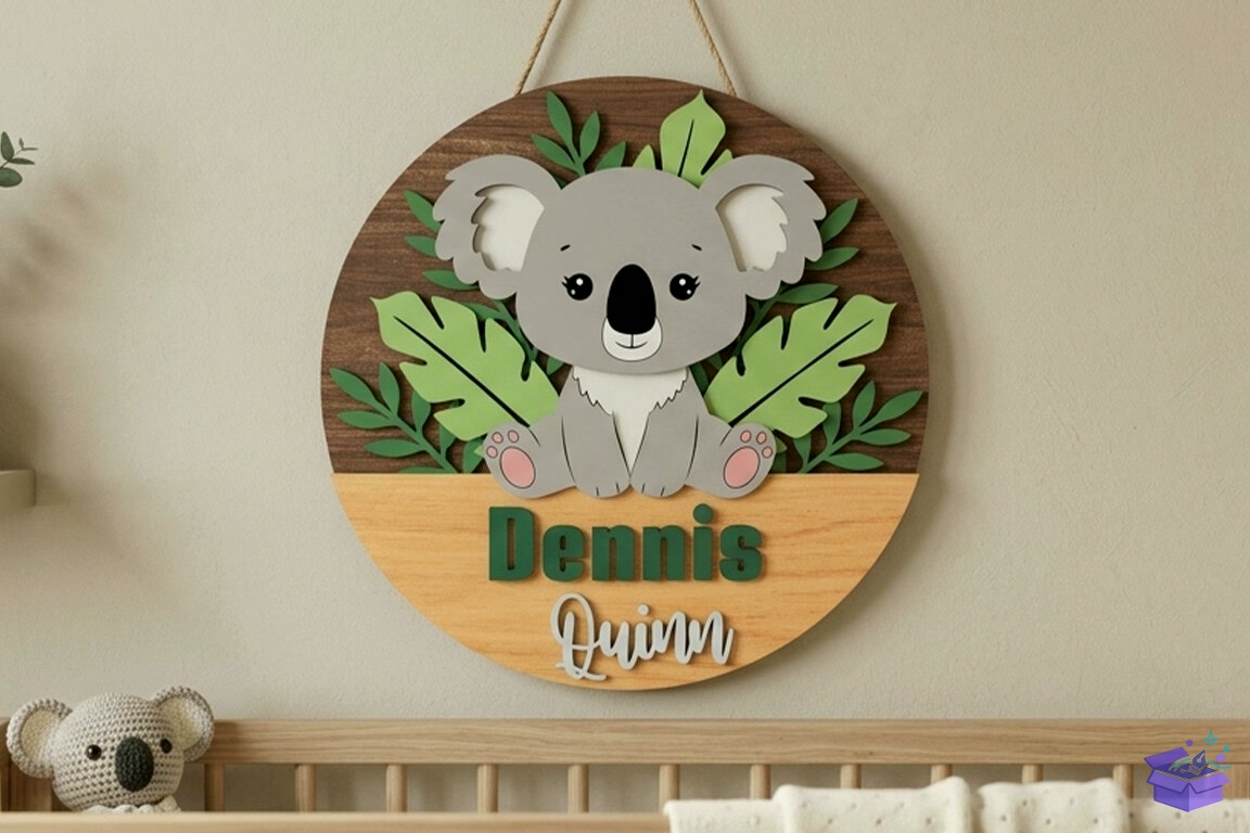 Safari Animal Baby Name Tabela Levha Lazer Kesim - 3D Baskı ve Model Dosyası (STL, OBJ, 3MF) - detaylı önizleme 2