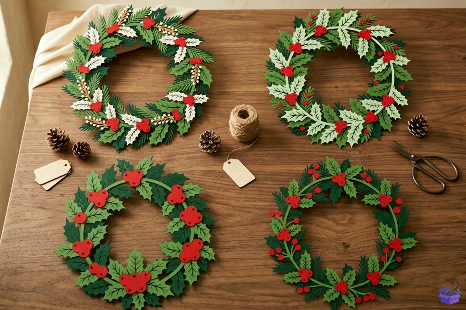 Yılbaşı Wreath Lazer Kesim SVG - El İşi ve Kesim Dosyası (SVG, DXF, EPS, PNG) - Lazer Kesim Dosyaları İndir (DXF, SVG, EPS)