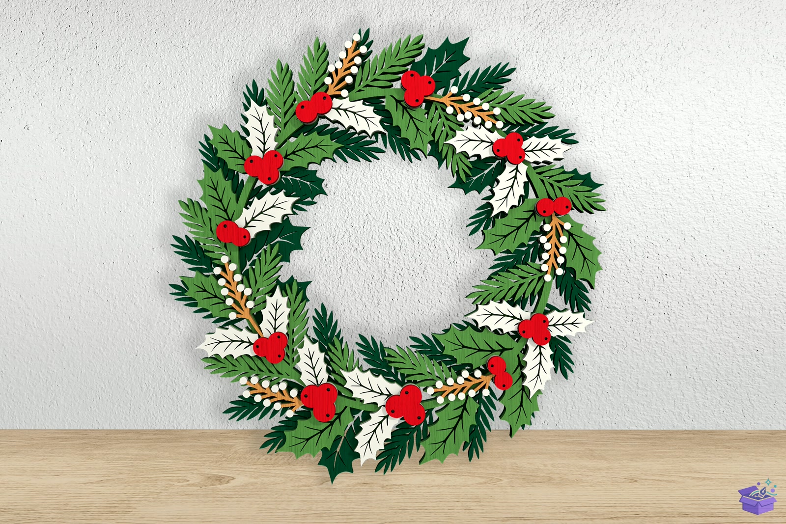 Yılbaşı Wreath Lazer Kesim SVG - El İşi ve Kesim Dosyası (SVG, DXF, EPS, PNG) - detaylı önizleme 2