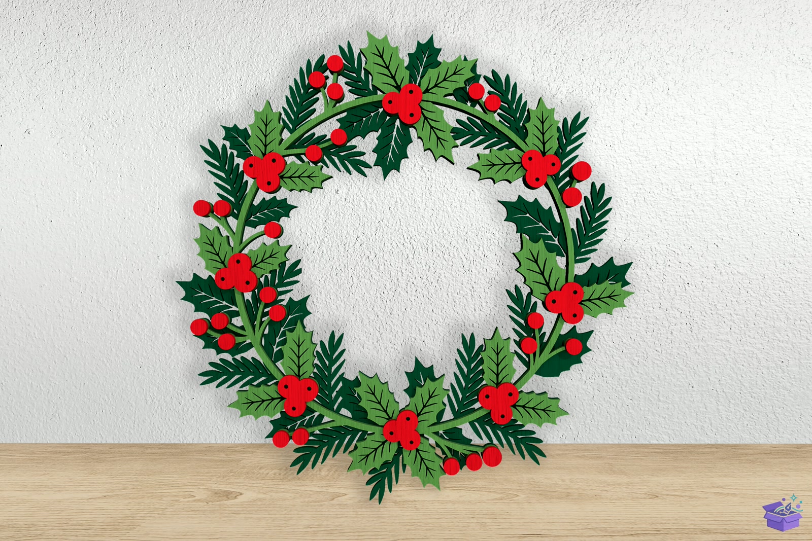 Yılbaşı Wreath Lazer Kesim SVG - El İşi ve Kesim Dosyası (SVG, DXF, EPS, PNG) - detaylı önizleme 3