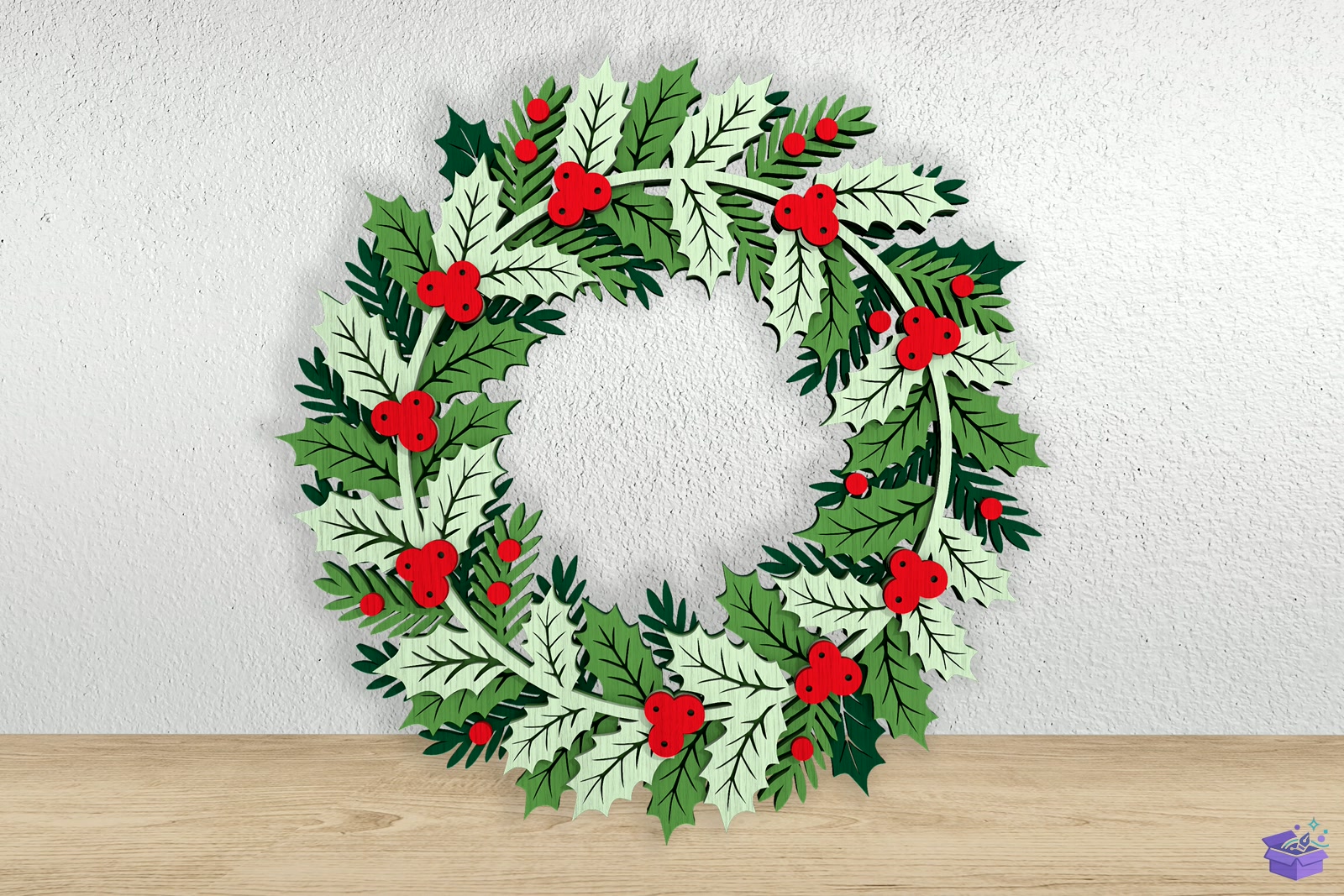 Yılbaşı Wreath Lazer Kesim SVG - El İşi ve Kesim Dosyası (SVG, DXF, EPS, PNG) - detaylı önizleme 4