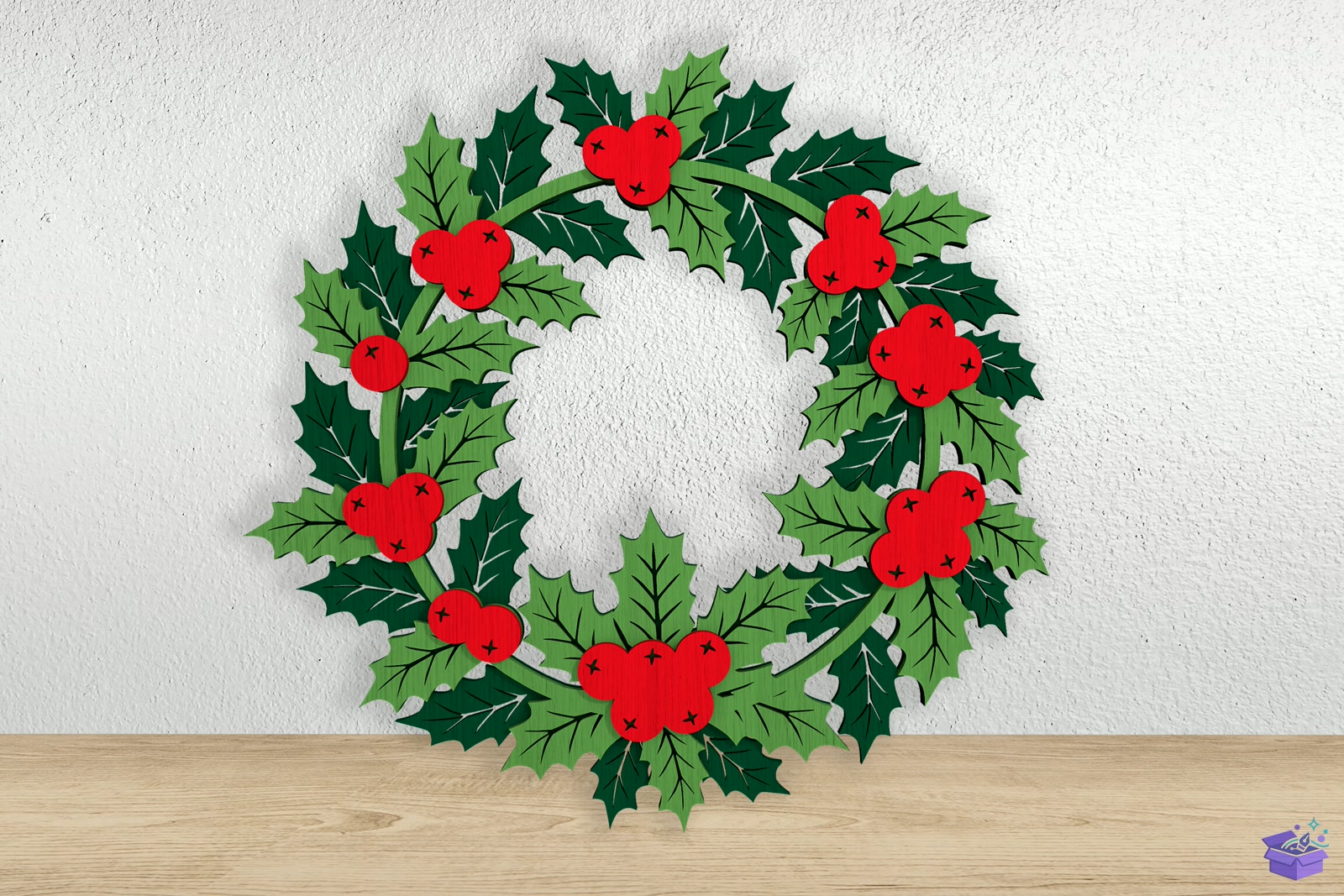 Yılbaşı Wreath Lazer Kesim SVG - El İşi ve Kesim Dosyası (SVG, DXF, EPS, PNG) - detaylı önizleme 5