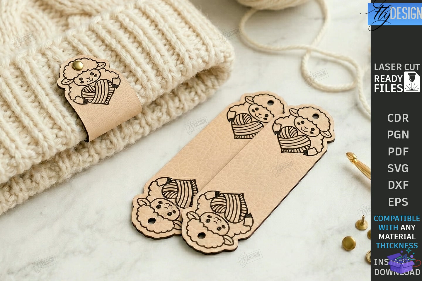 Deri Knit Tags Lazer Kesim CNC - Lazer Kesim ve Çizim Dosyası (SVG, DXF, EPS, PNG) - detaylı önizleme 3