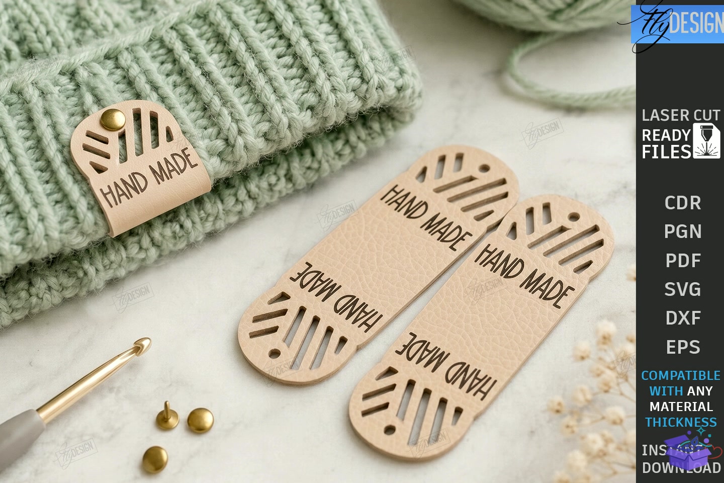 Deri Knit Tags Lazer Kesim CNC - Lazer Kesim ve Çizim Dosyası (SVG, DXF, EPS, PNG) - detaylı önizleme 4
