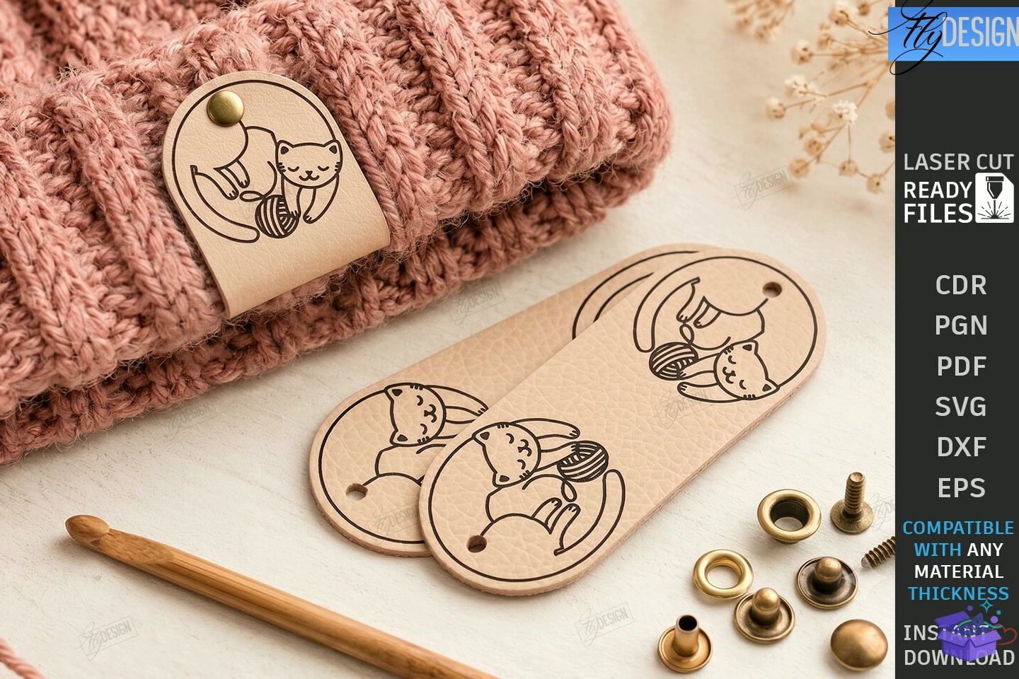 Deri Knit Tags Lazer Kesim CNC - Lazer Kesim ve Çizim Dosyası (SVG, DXF, EPS, PNG) - detaylı önizleme 5