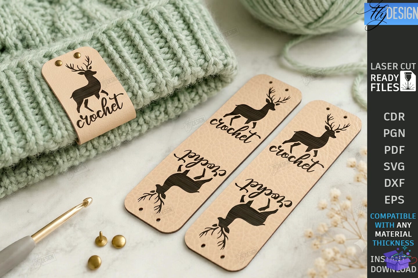 Deri Knit Tags Lazer Kesim CNC - Lazer Kesim ve Çizim Dosyası (SVG, DXF, EPS, PNG) - detaylı önizleme 6