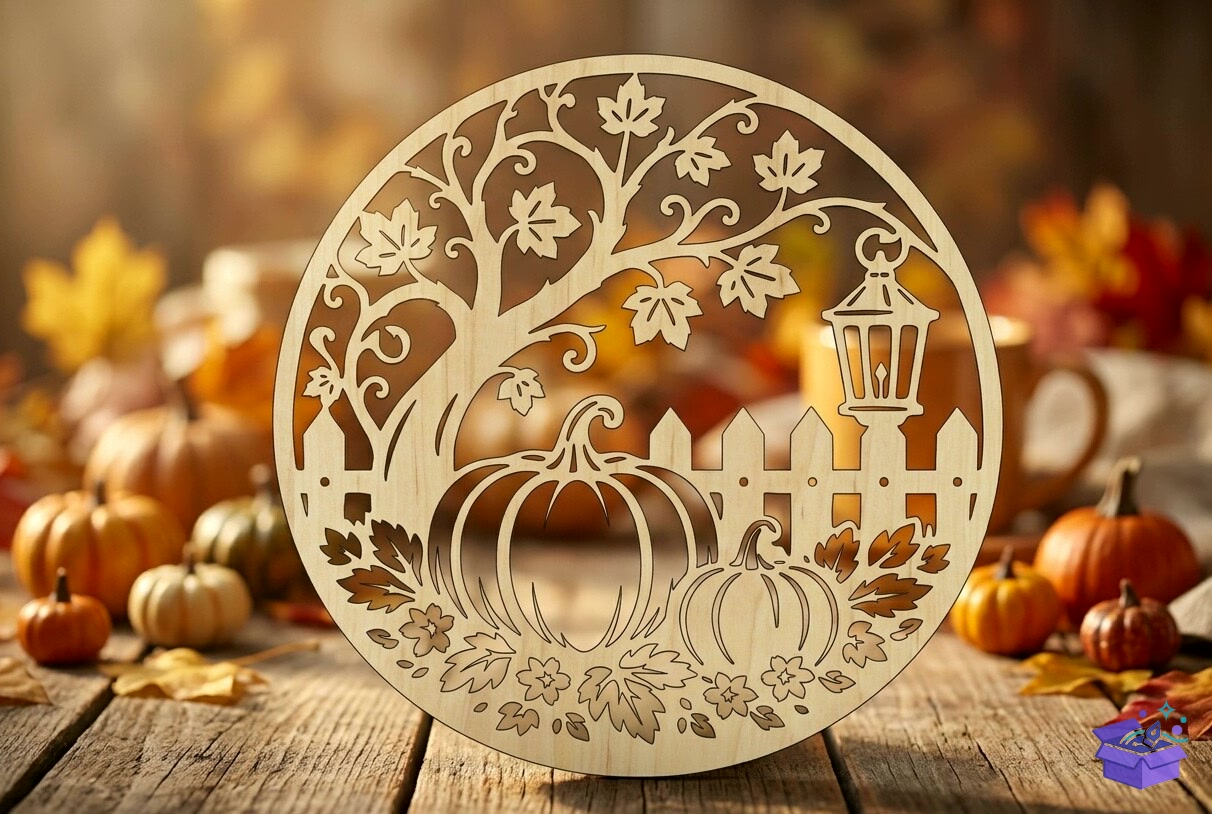 Herbst Kranz Kürbis SVG - Lazer Kesim ve Çizim Dosyası (SVG, DXF, EPS, PNG) - detaylı önizleme 2