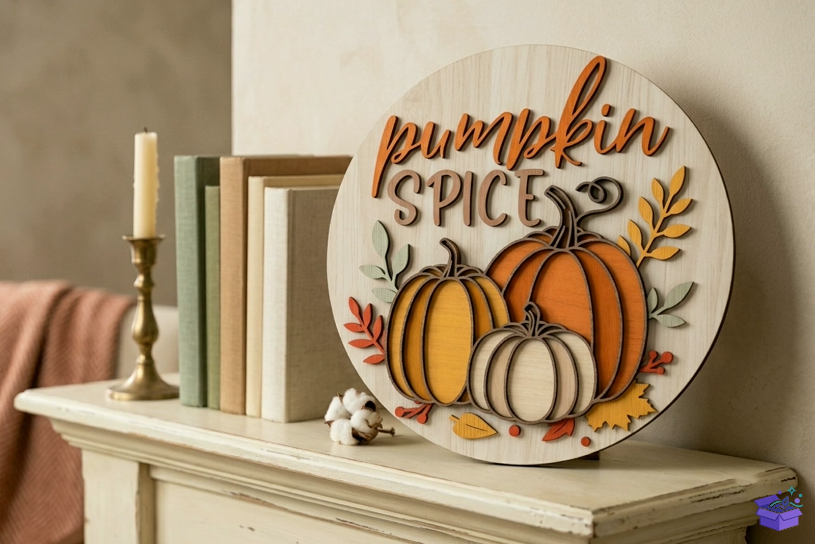 Pumpkin Spice Door Tabela Levha SVG - Lazer Kesim ve Çizim Dosyası (SVG, DXF, EPS, PNG) - detaylı önizleme 2