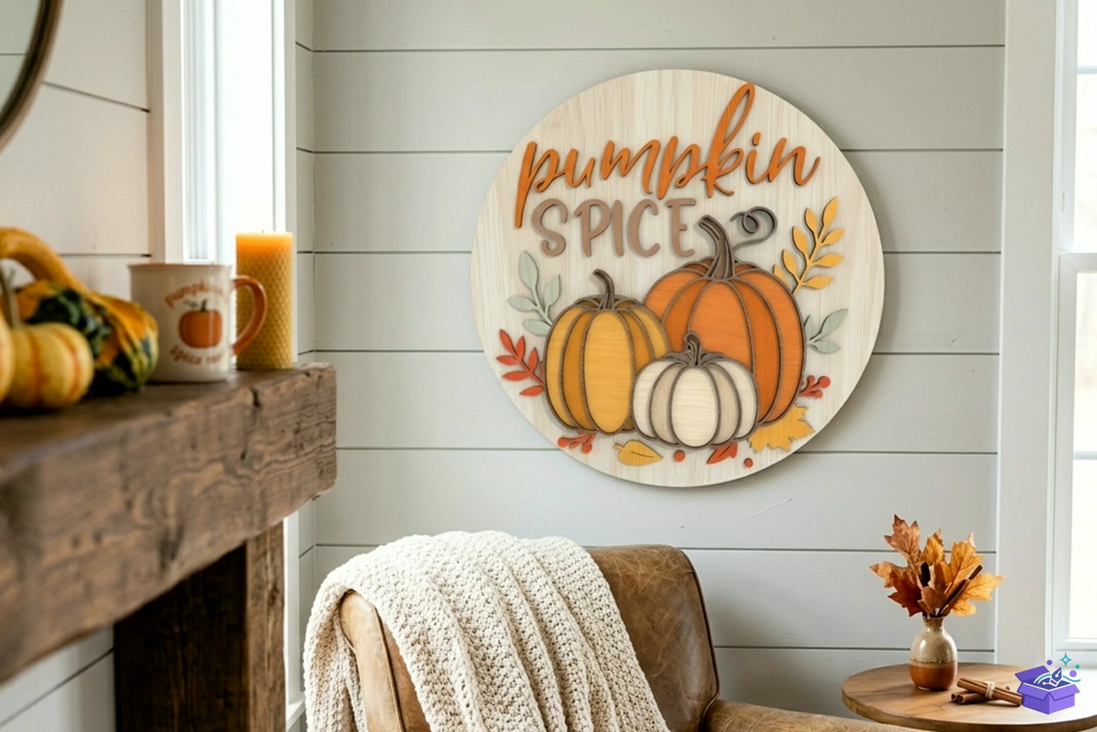 Pumpkin Spice Door Tabela Levha SVG - Lazer Kesim ve Çizim Dosyası (SVG, DXF, EPS, PNG) - detaylı önizleme 3