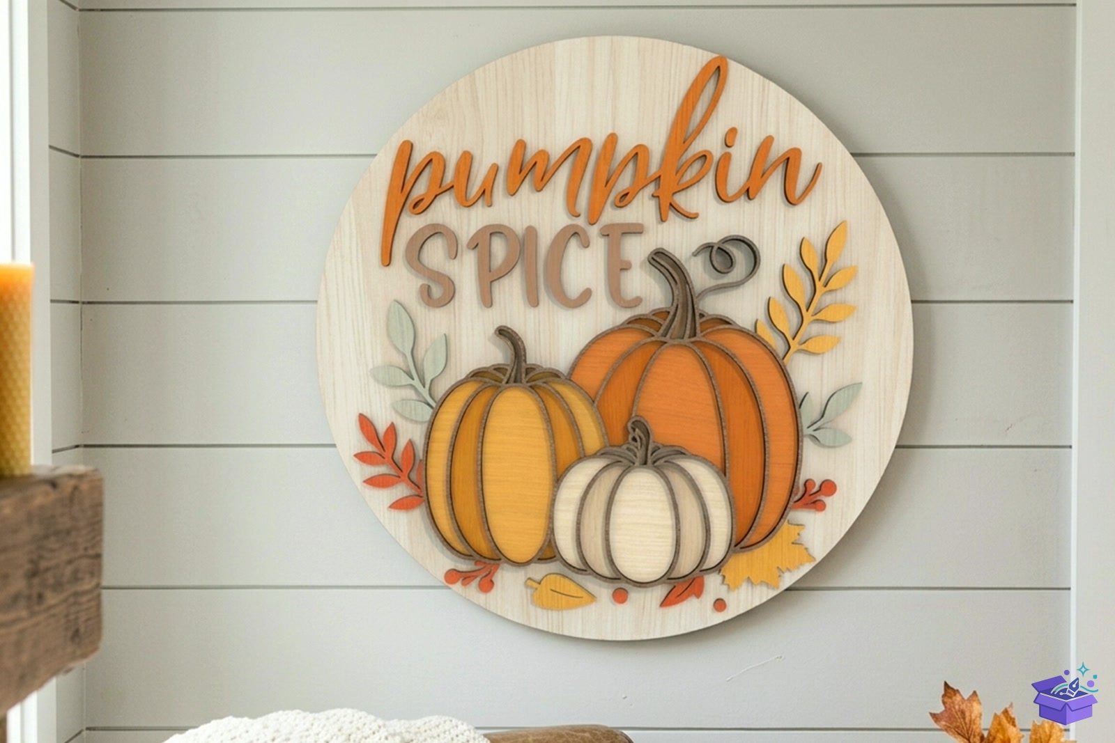 Pumpkin Spice Door Tabela Levha SVG - Lazer Kesim ve Çizim Dosyası (SVG, DXF, EPS, PNG) - detaylı önizleme 4