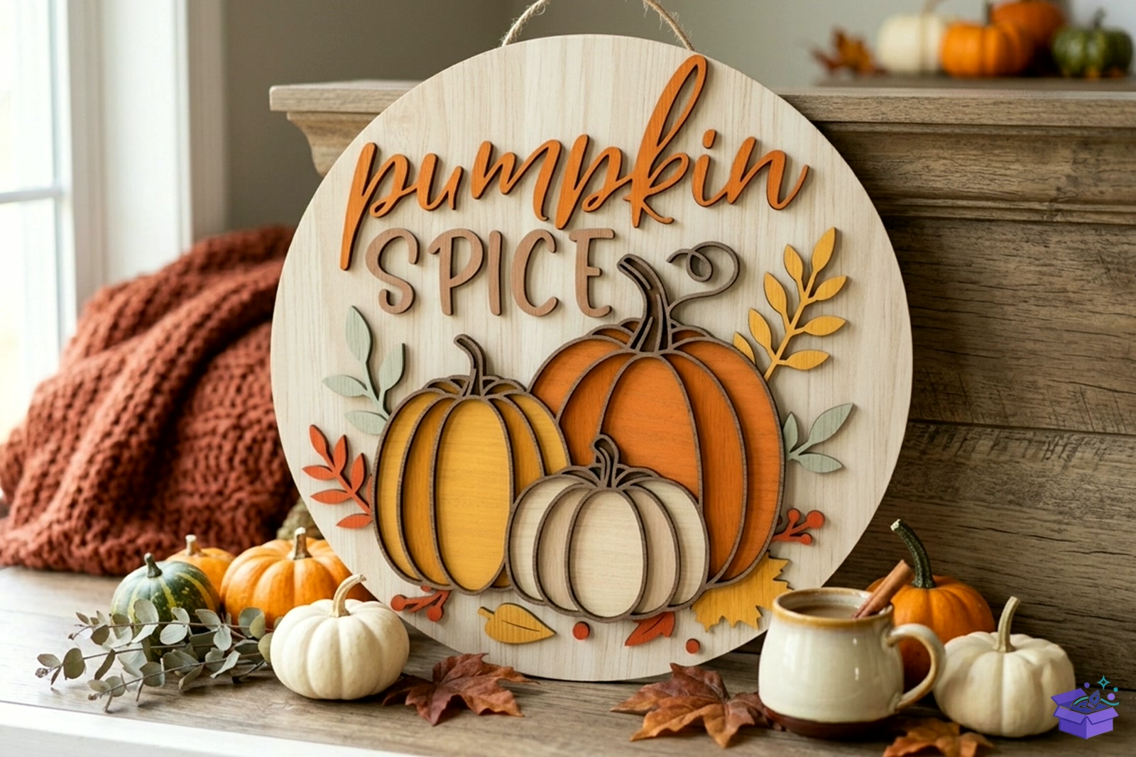 Pumpkin Spice Door Tabela Levha SVG - Lazer Kesim ve Çizim Dosyası (SVG, DXF, EPS, PNG) - detaylı önizleme 5