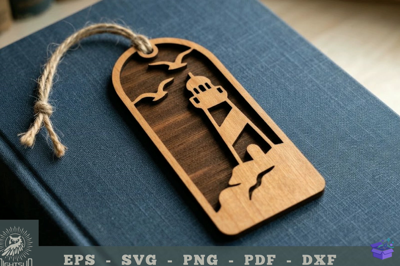 Lighthouse Lasercut Kitap Ayracı - Lazer Kesim ve Çizim Dosyası (SVG, DXF, EPS, PNG) - detaylı önizleme 2