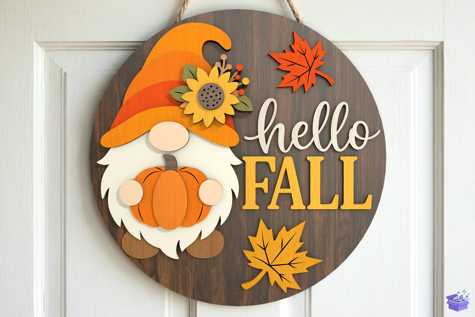 Hello Fall Gnome Kapı Süsü SVG - 3D Baskı ve Model Dosyası (STL, OBJ, 3MF) - detaylı önizleme 2