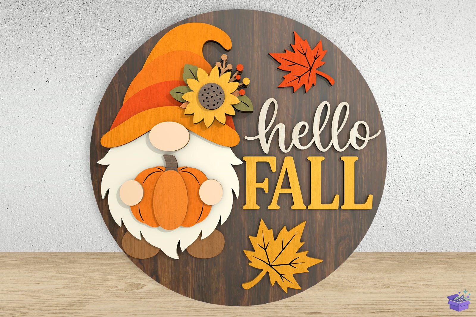 Hello Fall Gnome Kapı Süsü SVG - 3D Baskı ve Model Dosyası (STL, OBJ, 3MF) - detaylı önizleme 4