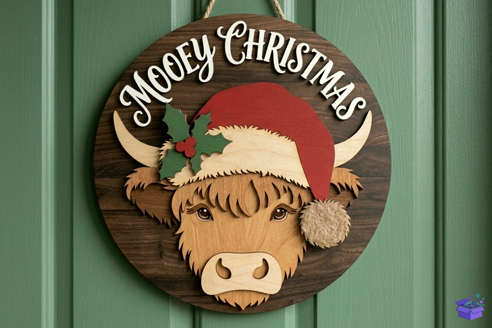 Highland Cow Yılbaşı SVG - Lazer Kesim ve Çizim Dosyası (SVG, DXF, EPS, PNG) - detaylı önizleme 3