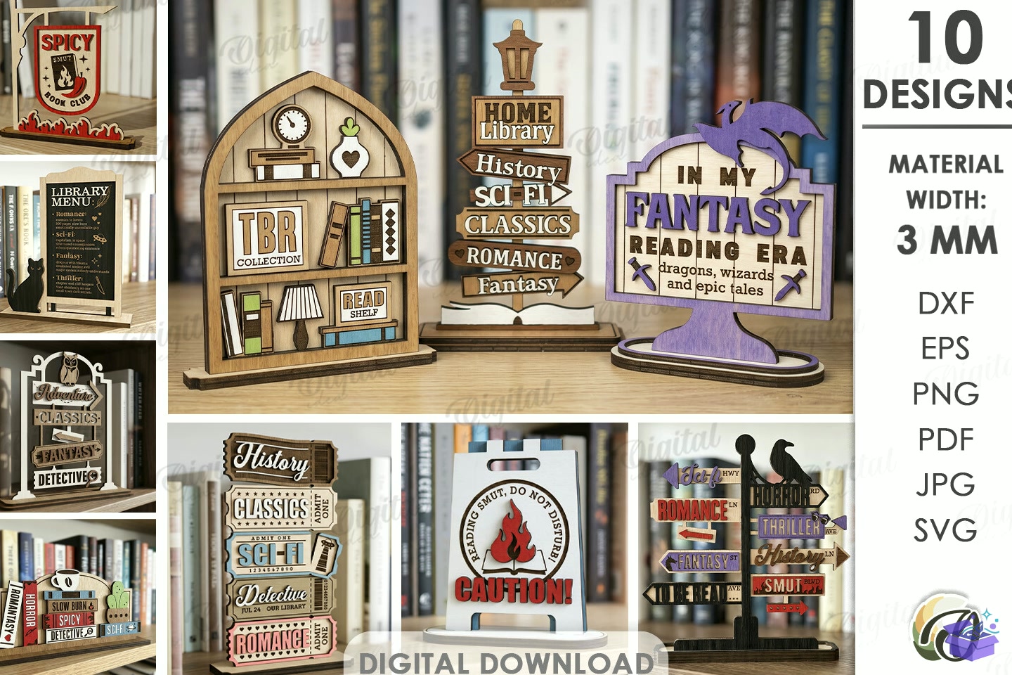 3D Book Duvar Rafı Stand Decor Laser - 3D Baskı ve Model Dosyası (STL, OBJ, 3MF) - Lazer Kesim Dosyaları İndir (STL, OBJ, 3MF)