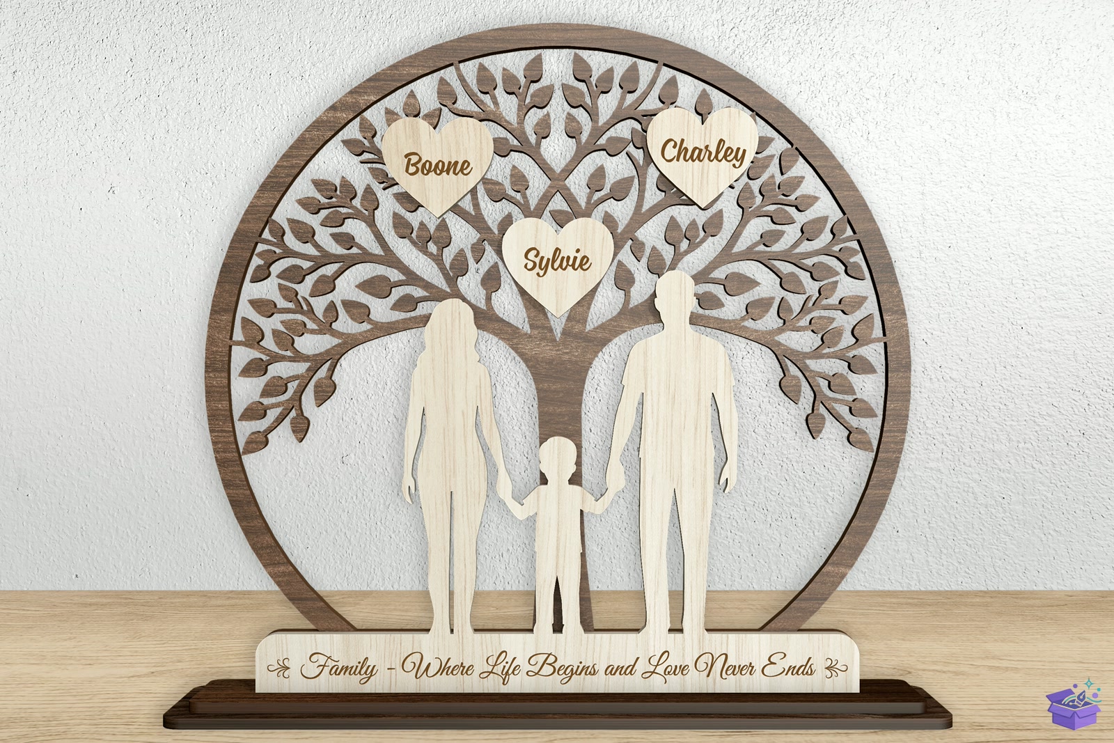 Family Ağaç SVG Personalized Names - El İşi ve Kesim Dosyası (SVG, DXF, EPS, PNG) - detaylı önizleme 2