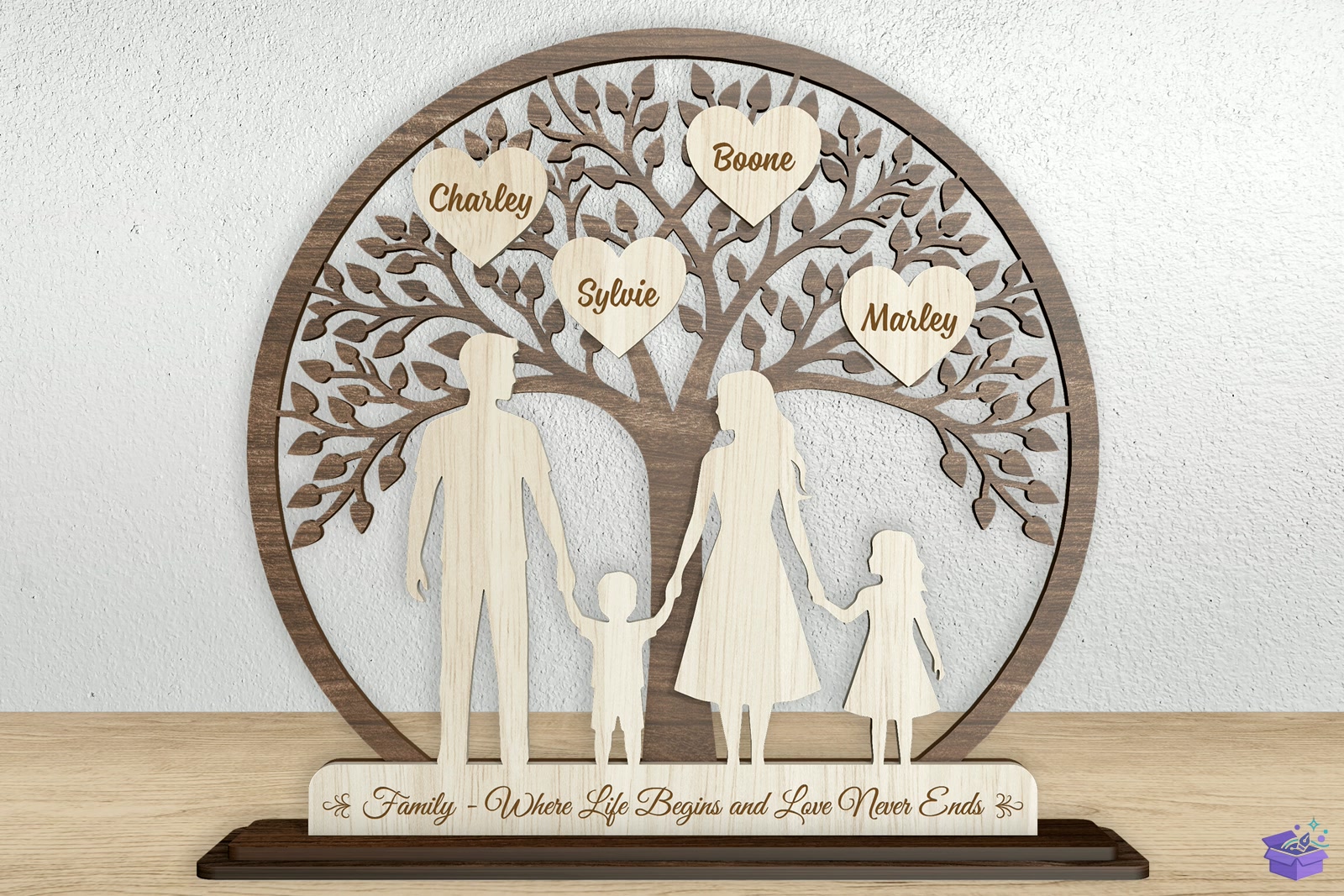 Family Ağaç SVG Personalized Names - El İşi ve Kesim Dosyası (SVG, DXF, EPS, PNG) - detaylı önizleme 3