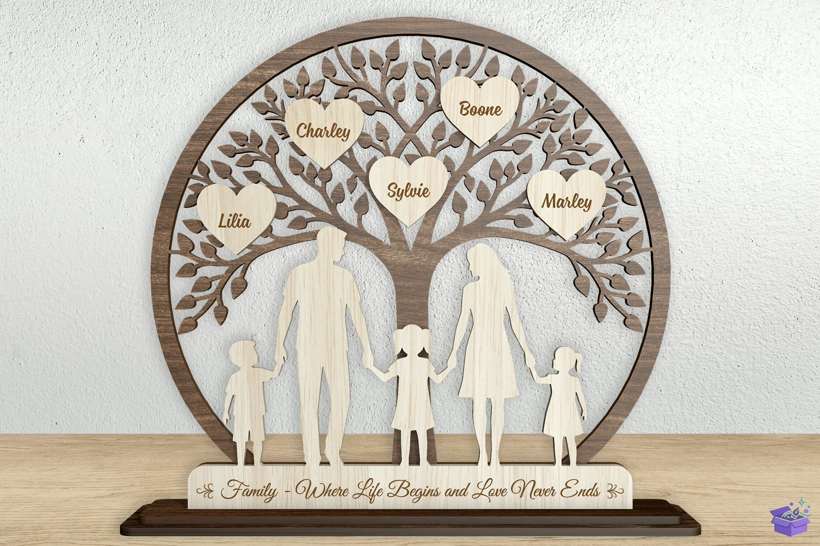 Family Ağaç SVG Personalized Names - El İşi ve Kesim Dosyası (SVG, DXF, EPS, PNG) - detaylı önizleme 4