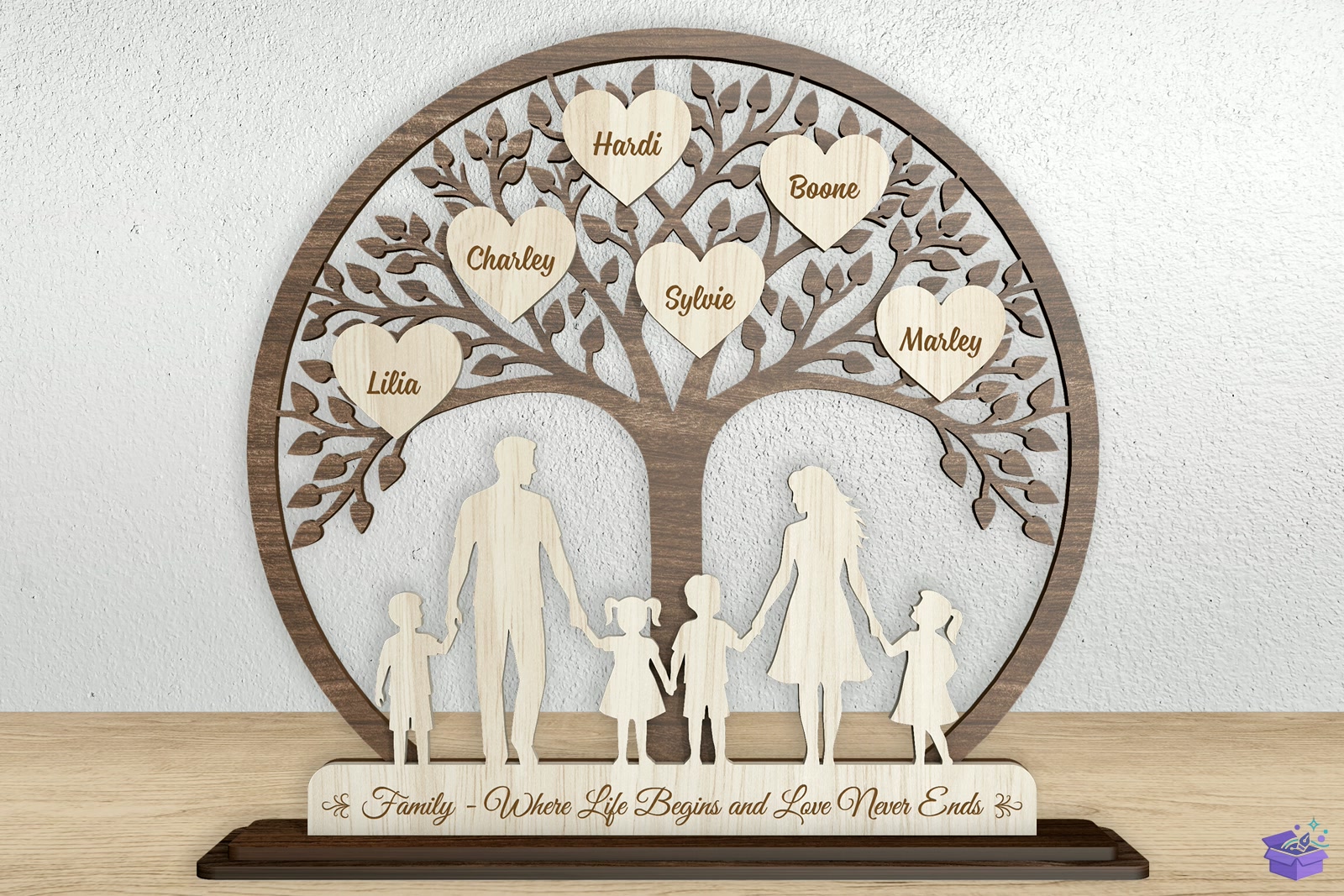 Family Ağaç SVG Personalized Names - El İşi ve Kesim Dosyası (SVG, DXF, EPS, PNG) - detaylı önizleme 5