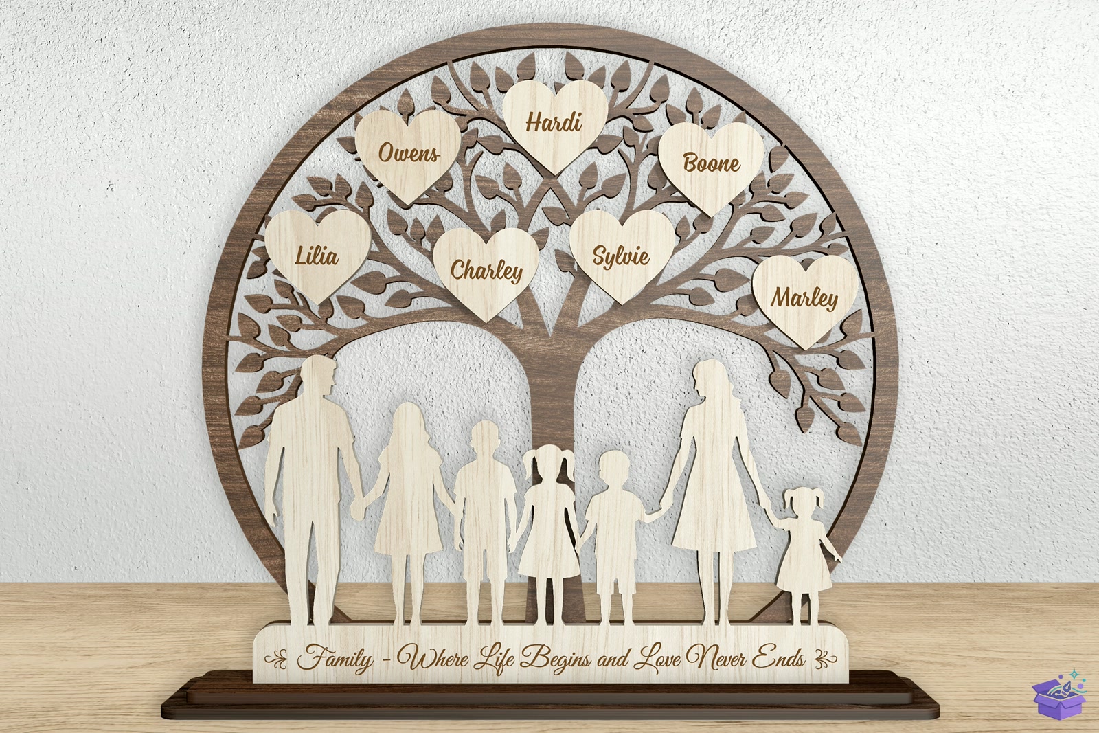 Family Ağaç SVG Personalized Names - El İşi ve Kesim Dosyası (SVG, DXF, EPS, PNG) - detaylı önizleme 6