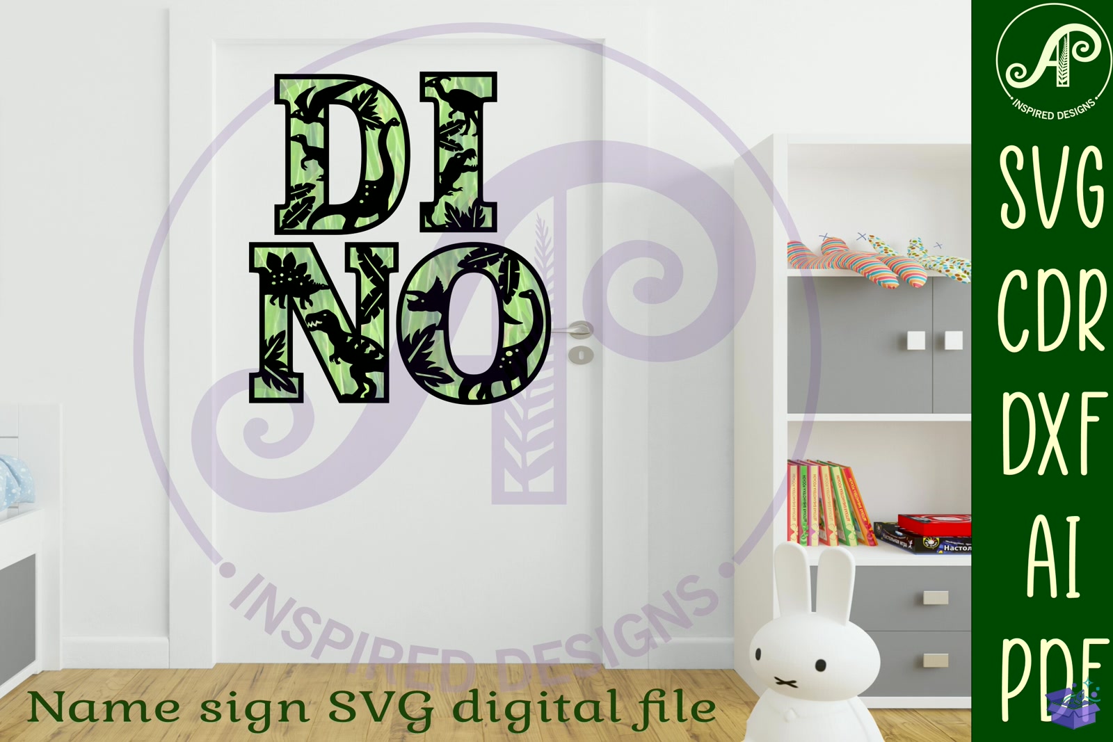 Dinosaur Alphabet Letter 2 Layer X50 - El İşi ve Kesim Dosyası (SVG, DXF, EPS, PNG) - detaylı önizleme 3
