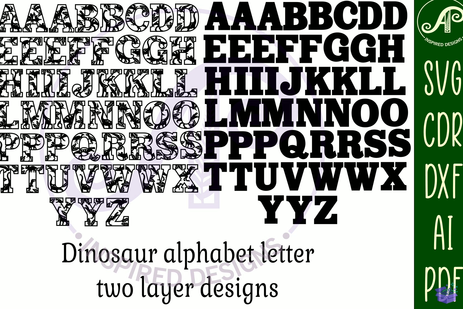 Dinosaur Alphabet Letter 2 Layer X50 - El İşi ve Kesim Dosyası (SVG, DXF, EPS, PNG) - detaylı önizleme 5