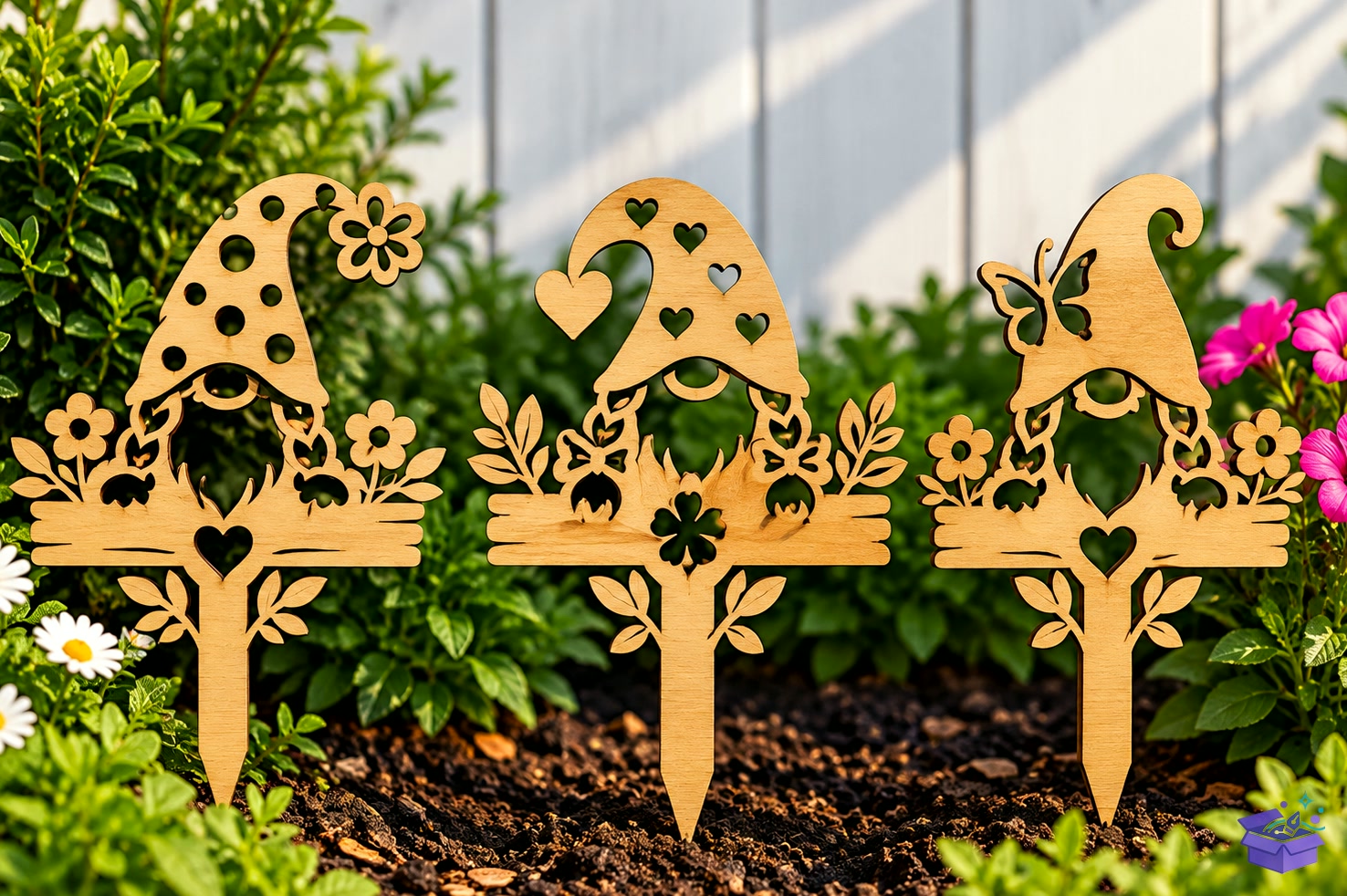 Gnome Garden Stake Lazer Kesim - Lazer Kesim ve Çizim Dosyası (SVG, DXF, EPS, PNG) - detaylı önizleme 2