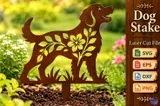 Köpekli Bahçe Kazığı - Lazer Kesim ve Çizim Dosyası (SVG, DXF, EPS, PNG) - detaylı önizleme 2